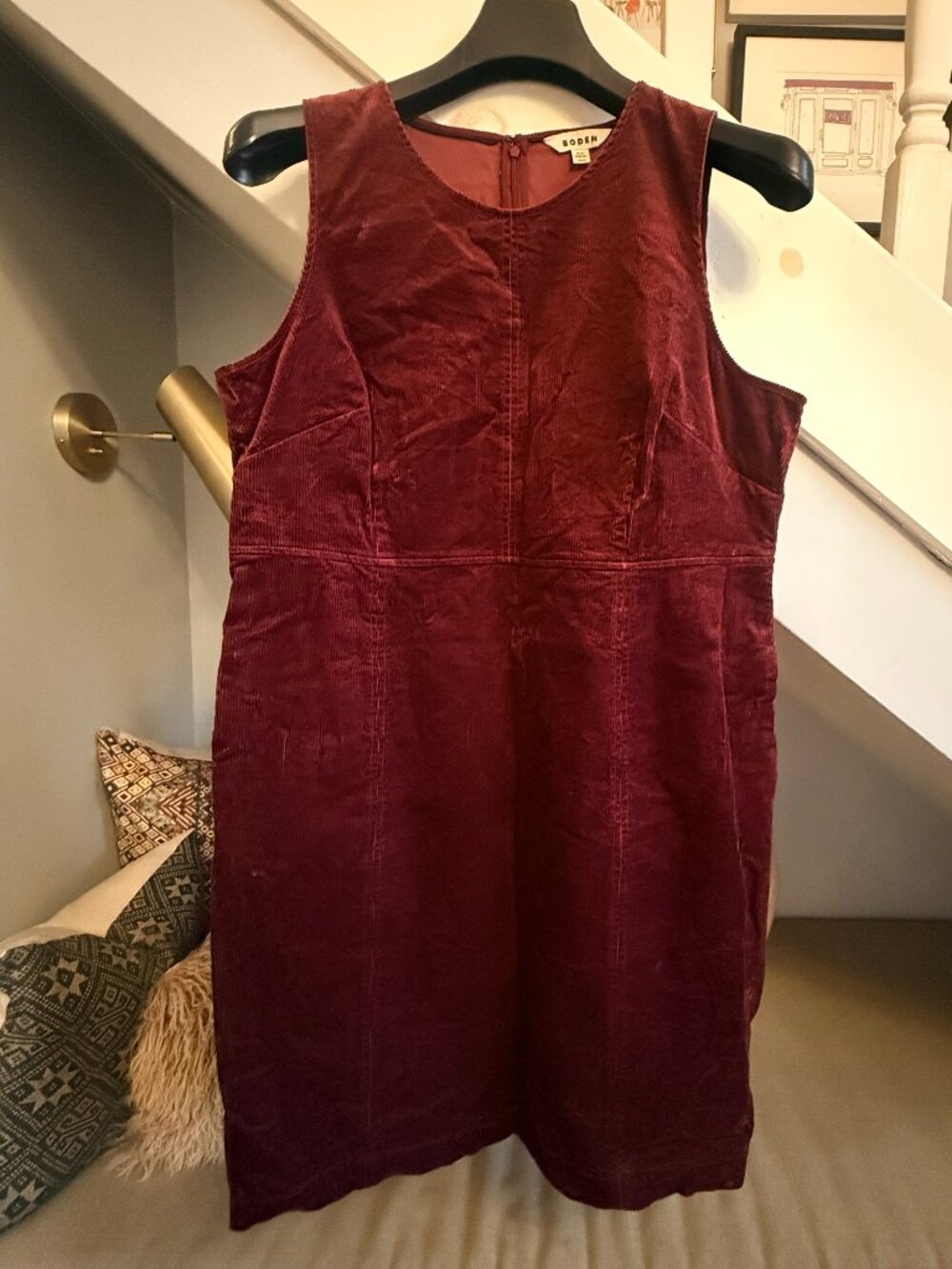 Boden Annie Corduroy Shift Dress (Burgundy, US 20-22L)